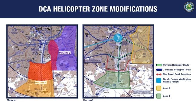 The FAA released new helicopter zones near Ronald Reagan Washington National Airport, effective June 12, 2025. (FAA)