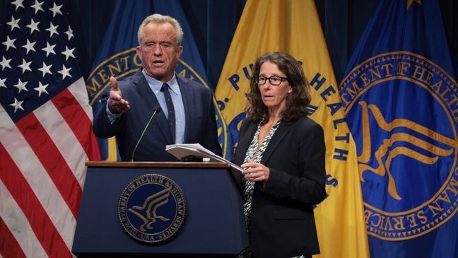 Secretary of Health and Human Services Robert F. Kennedy Jr. speaks during a news conference April 16, 2025, in Washington, D.C. (Photo by Alex Wong/Getty Images)