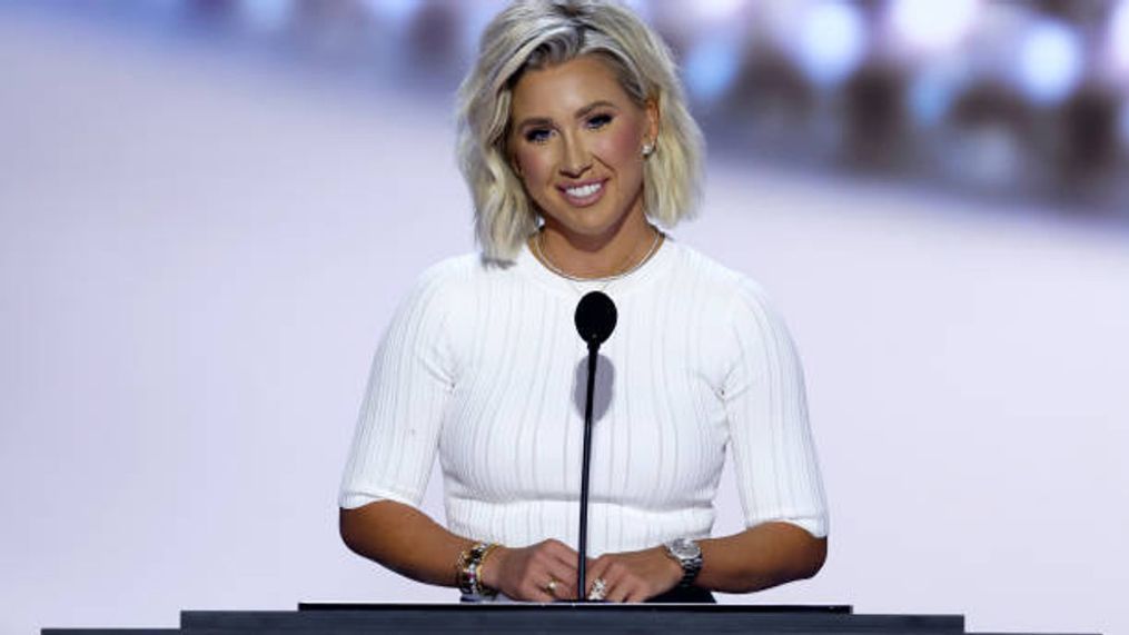 MILWAUKEE, WISCONSIN - JULY 16: Reality TV star Savannah Chrisley speaks on stage on the second day of the Republican National Convention at the Fiserv Forum on July 16, 2024 in Milwaukee, Wisconsin. Delegates, politicians, and the Republican faithful are in Milwaukee for the annual convention, concluding with former President Donald Trump accepting his party's presidential nomination. The RNC takes place from July 15-18. (Photo by Chip Somodevilla/Getty Images)